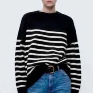 ZARA Black White Sweater, M, GUC
